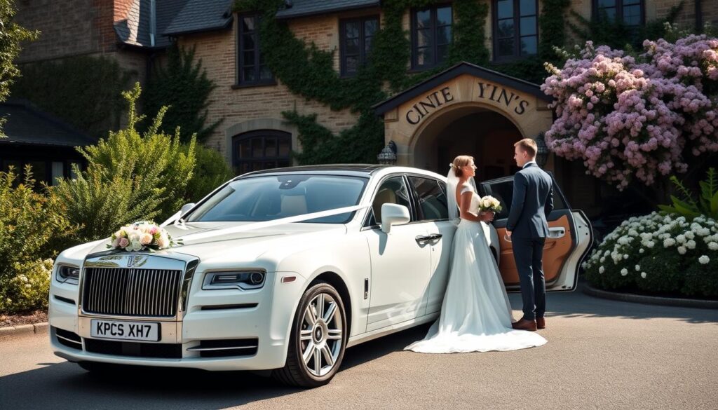 Luxusauto Hochzeit junges Paar